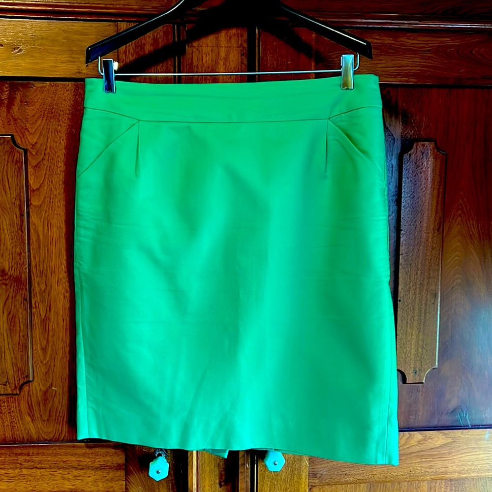 J Crew Green Pencil Skirt Size 14